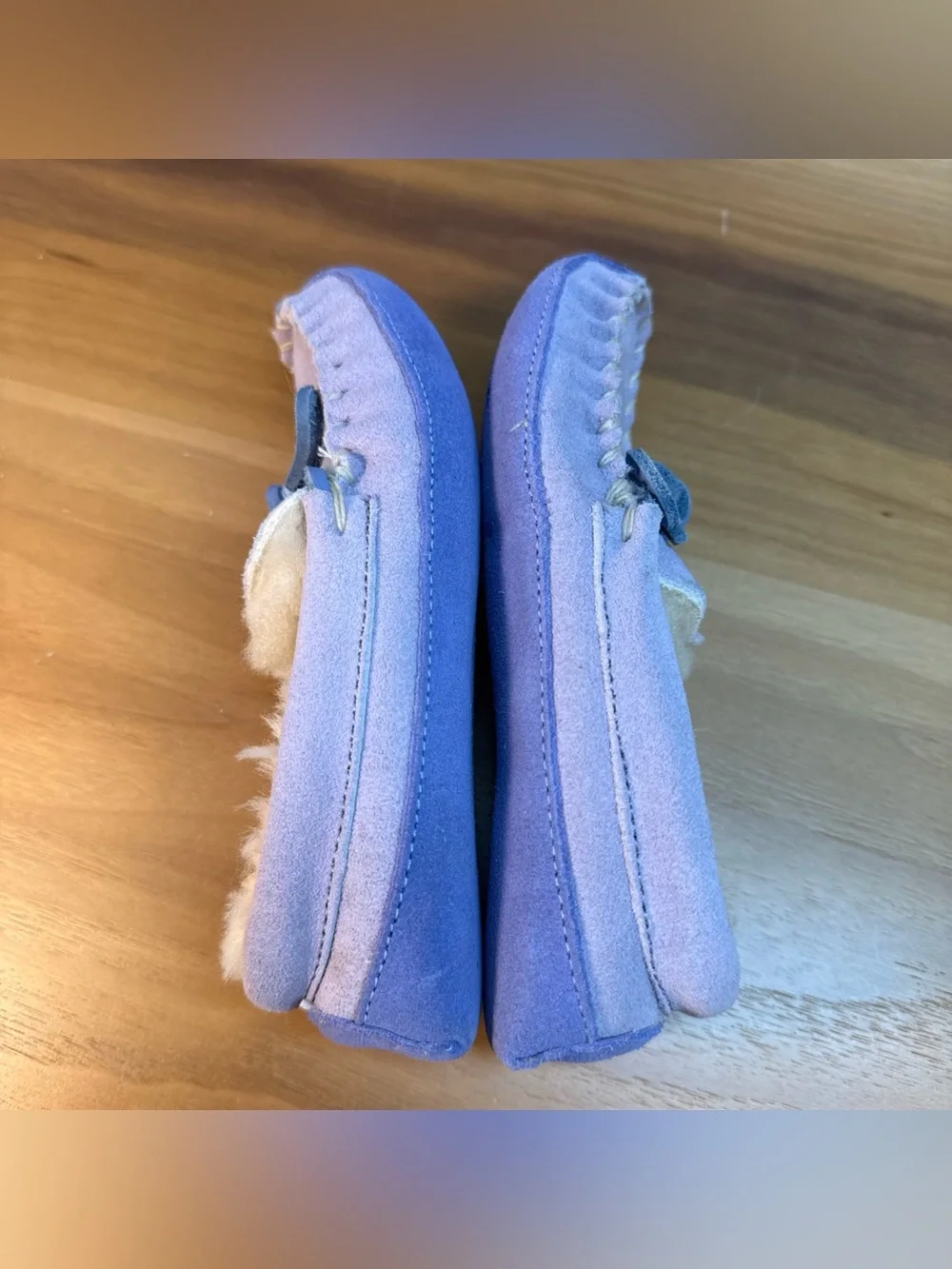 LL Bean Toddler Sz 11 Wicked Good Moccasins Purple Suede Lamb Shearling Slippers